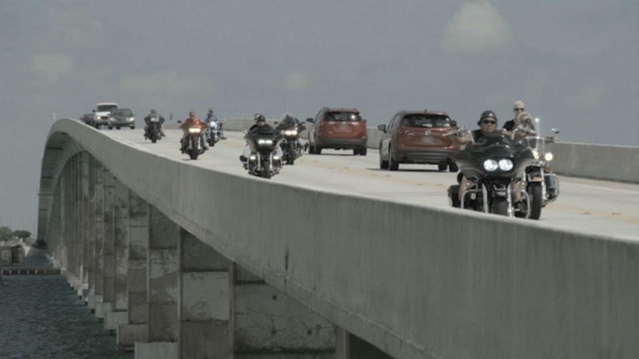 Poker Run bikers ride on Florida Keys Overseas Highway