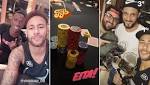 Neymar enjoys a game of poker with friends (including Real Madrid-bound forward Vinicius) as Brazil and PSG star …
